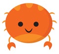 Emoji of a smiling orange crab/Cartoon orange crab, vector or color illustration