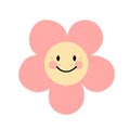 Smiling cute pink flower illustration on white background Royalty Free Stock Photo