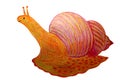 Smiling cute snail. Hand drawn by color pencils illustration