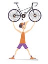 Cartoon cyclist man with a bike illustration