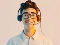 Smiling 3D Rendered Support Agent with Headset Assisting Customers