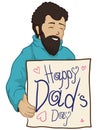 Smiling Dad with Handcraft given by his Daughter for Father's Day, Vector Illustration