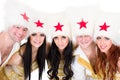 Smiling dancer team wearing a cossack costumes Royalty Free Stock Photo