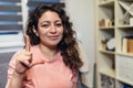 Deaf woman using sign language at home Royalty Free Stock Photo