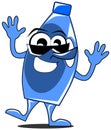 Smiling Detergent bottle cartoon in blue isolated Royalty Free Stock Photo