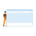Smiling developer presenting empty web browser window template Royalty Free Stock Photo
