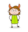 Smiling Devil Girl Face with Horns Vector