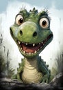 Smiling Dino in the Swamp: A Playful Pet for Young Explorers