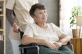 Smiling disabled elderly woman Royalty Free Stock Photo