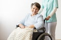 Smiling disabled elderly woman Royalty Free Stock Photo