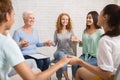 Smiling Diverse Women Sitting In Circle During Group Therapy Indoor Royalty Free Stock Photo