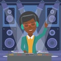 Smiling DJ with console. Royalty Free Stock Photo