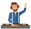 Smiling DJ with console Royalty Free Stock Photo