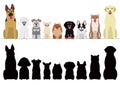 Smiling dogs border set Royalty Free Stock Photo