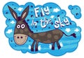 Smiling donkey flying in the sky Royalty Free Stock Photo