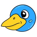 Smiling duck head emoticon, doodle icon image