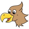 Smiling eagle head emoticon, doodle kawaii. doodle icon image