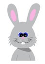 Smiling easter bunny, cute vector illustration in flat style. Positive cartoon print for kids and babies. Print for