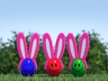 Smiling Easter Eggs with Fluffy Bunny Ears