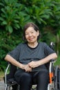 Smiling elderly woman ,sitting on wheelchair Royalty Free Stock Photo