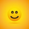 Smiling Emoji with Dollar Sign the in Eyes - Simple Happy Emoticon on Yellow Background Royalty Free Stock Photo