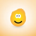 Smiling Emoji with Funny Blowsy Hair - Simple Happy Emoticon on Yellow Background - Vector Design Royalty Free Stock Photo
