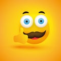 Smiling Emoji - Simple Happy Emoticon with Pop Out Eyes and Mustache Showing Thumbs Up Royalty Free Stock Photo