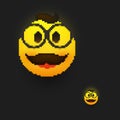 Smiling Emoji - Simple Happy Male Emoticon with Glasses, Hair and Mustache