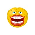Smiling emoticon. Crazy Emoji. happy is an emotion. Yellow ball
