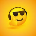 Smiling Emoticon, Face With Sunglasses and Headphones Royalty Free Stock Photo