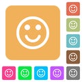 Smiling emoticon rounded square flat icons
