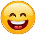 Smiling emoticon with open mouth and smiling eyes