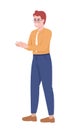 Smiling employee clapping hands semi flat color vector character
