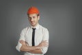 Smiling engineer in yellow helmet Royalty Free Stock Photo