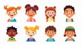 Smiling excited girls and boys, head portraits. School kids, child characters, happy joyous emotions, smiling faces Royalty Free Stock Photo