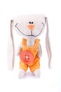 Smiling fabric hare toy Royalty Free Stock Photo