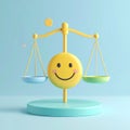 Smiling Face on Balancing Scales, Pastel Colors Royalty Free Stock Photo