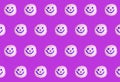 Smiling Face Coconut Flakes Jelly Donuts Pattern on Purple Background