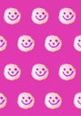 Smiling Face Coconut Flakes Jelly Donuts Pattern on Purple Background