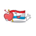 Smiling face flag luxembourg With heart vector illustration