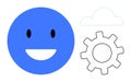 Smiling Face with Gear and Cloud Representing Happiness, Technology, and Connectivity Royalty Free Stock Photo