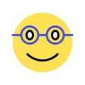 Smiling face with glasses vector illustration, Isolated flat style icon