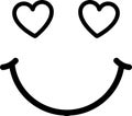smiling face with heart eyes outline vector. Valentine\'s Day Smiley Emoji Icon. Royalty Free Stock Photo