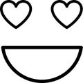 smiling face with heart eyes outline vector. Valentine\'s Day Smiley Emoji Icon. Royalty Free Stock Photo