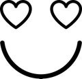 smiling face with heart eyes outline vector. Valentine\'s Day Smiley Emoji Icon. Royalty Free Stock Photo