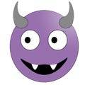 Smiling face with horns. Purple devil emoticon. Royalty Free Stock Photo