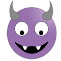 Smiling face with horns. Purple devil emoticon. Royalty Free Stock Photo