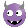 Smiling face with horns. Purple devil emoticon. Royalty Free Stock Photo