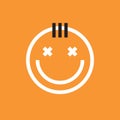 Smiling face icon with forelock. Smiley, emoji Royalty Free Stock Photo