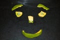 Smiling Face Made From Mango Pieces